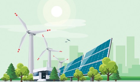 サステナビリティを象徴する風力発電と太陽光発電